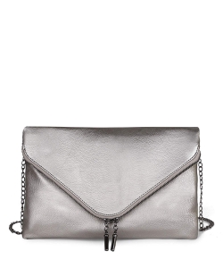 Large Clutch Design Faux Leather Classic Style WU024 LPEWTER